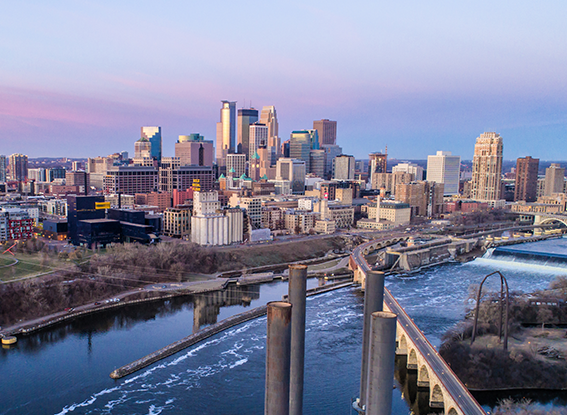 A skyline view of Minneapolis